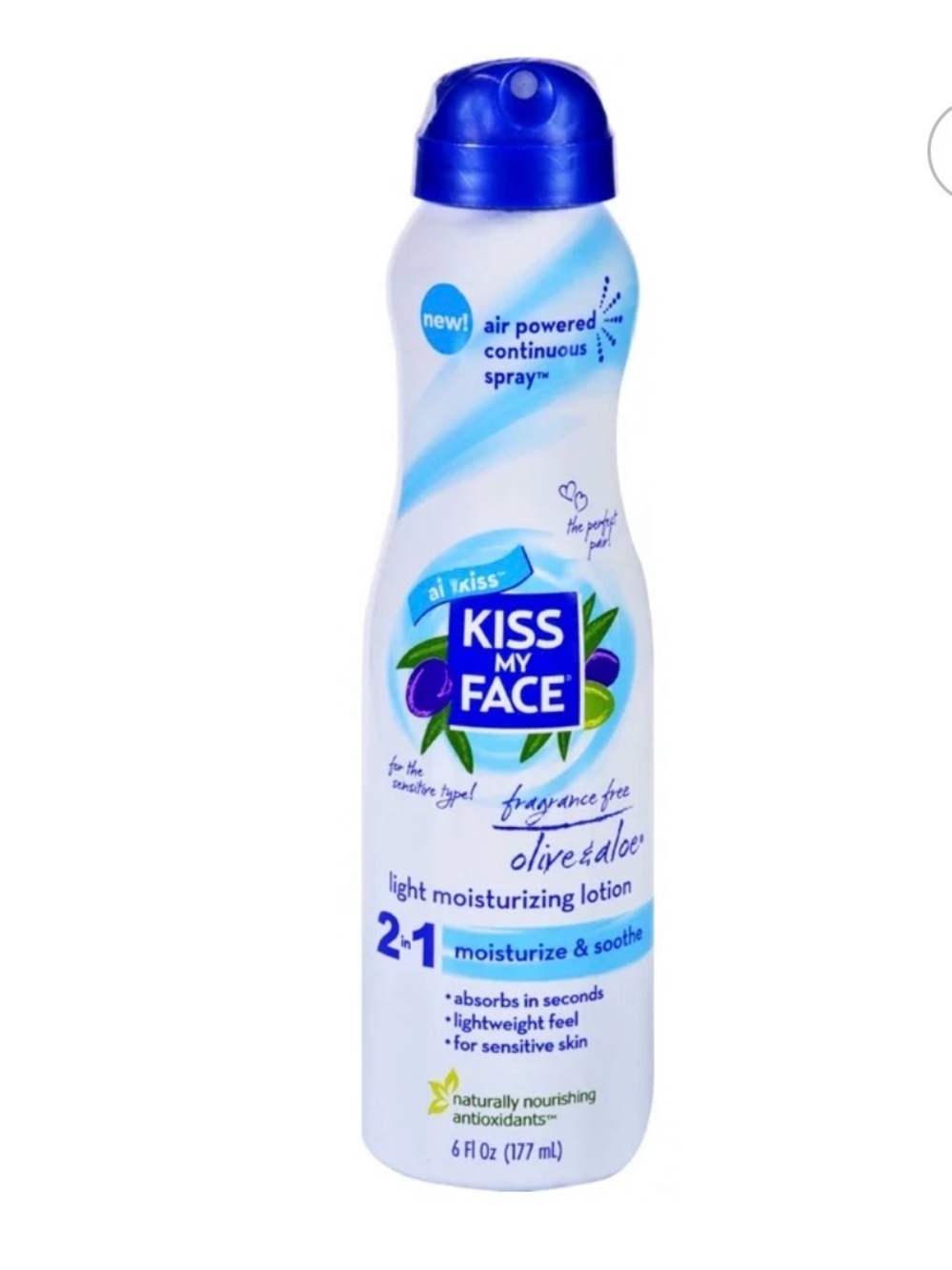 Kiss My Face Lotion - 2 In 1 - moisturize & soothe - Olive Oil Aloe - spray
